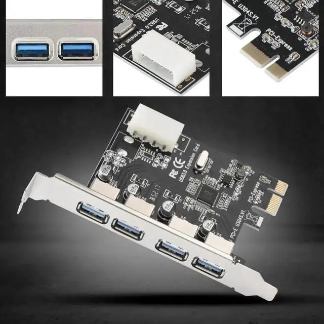 Alt view image 5 of 6 - PCI-E to USB 3.0 Adapter 4 USB 3.0 Port High 5Gbps PCI-E to USB 3.0 Expansion Card