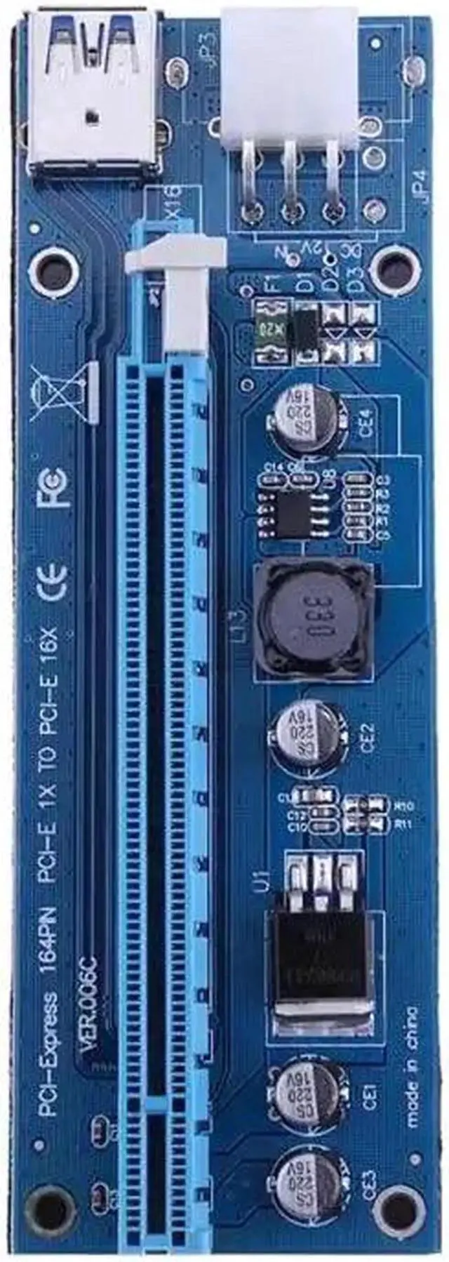 Main image of PCI-E PCI Express 1x to 16x Mining Machine Extender Riser Card Board Adapter 15Pin to 6Pin power only board