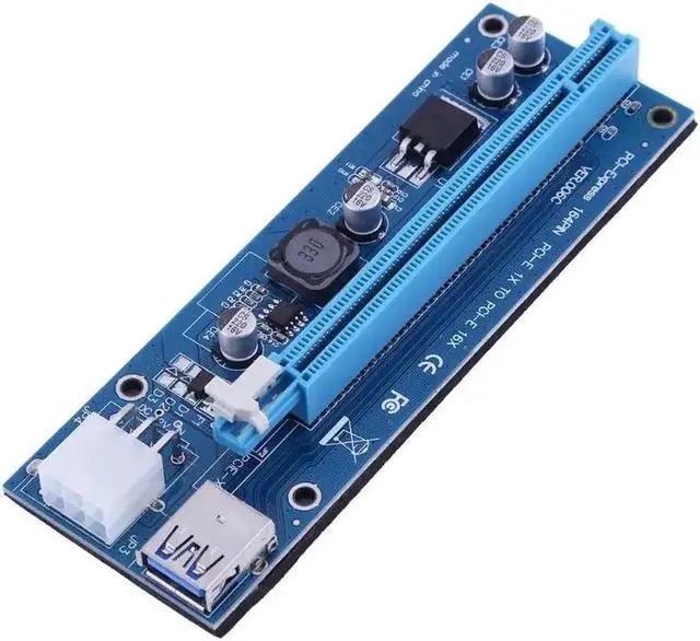Alt view image 6 of 6 - PCI-E PCI Express 1x to 16x Mining Machine Extender Riser Card Board Adapter 15Pin to 6Pin power only board