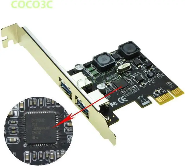 Alt view image 2 of 6 - Aomoproing Chip NEC720202 SuperSpeed 5Gbps 2 ports USB 3.0 PCI express Card PCIe with low profile bracket pci-e to usb 3. 0