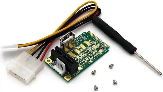 Alt view image 5 of 6 - Mini PCI E to PCI Express 1X with USB Riser Card Adapter 4Pin Power Input Support USB 2.0 Data Transmission Up to 480Mbps