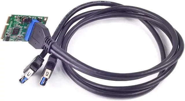 Alt view image 3 of 5 - Mini PCI-E to 2 ports USB 3.0 Card Renesas NEC Chip Mini PCIe Card with 4pin Power supply 2x10(19pins) Socket