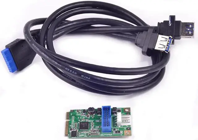 Alt view image 4 of 5 - Mini PCI-E to 2 ports USB 3.0 Card Renesas NEC Chip Mini PCIe Card with 4pin Power supply 2x10(19pins) Socket