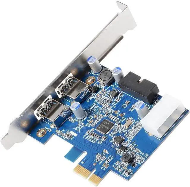 Alt view image 2 of 6 - 2 Ports PCI-E to USB 3.0 Expansion Card 19Pin PCI-Express Adapter Card + 3.5 Inch Front Panel