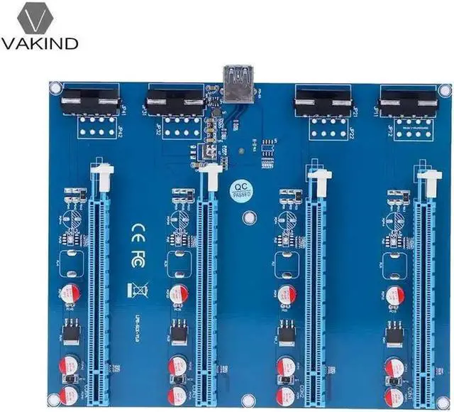 Main image of PCI-E PCI Express 1X to 4 PCI-E 16X Slots Riser Card Video Card Adapter Extender Converter with USB Cable for Bitcoin BTC Mining