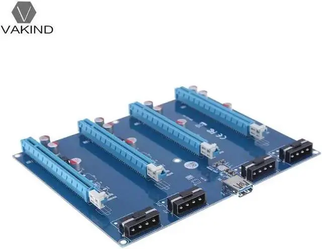 Alt view image 6 of 6 - PCI-E PCI Express 1X to 4 PCI-E 16X Slots Riser Card Video Card Adapter Extender Converter with USB Cable for Bitcoin BTC Mining