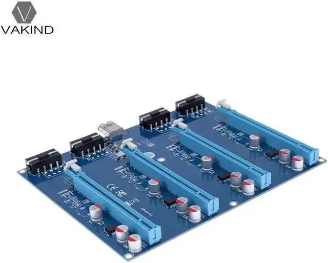 Alt view image 5 of 6 - PCI-E PCI Express 1X to 4 PCI-E 16X Slots Riser Card Video Card Adapter Extender Converter with USB Cable for Bitcoin BTC Mining
