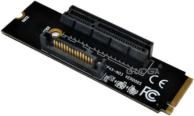 Alt view image 4 of 6 - 2pcs NGFF M.2 to PCI-E 4X Riser Card M2 M Key to PCIe X4 Adapter with LED indicator SATA power Riser for Bitcoin Miner Mining