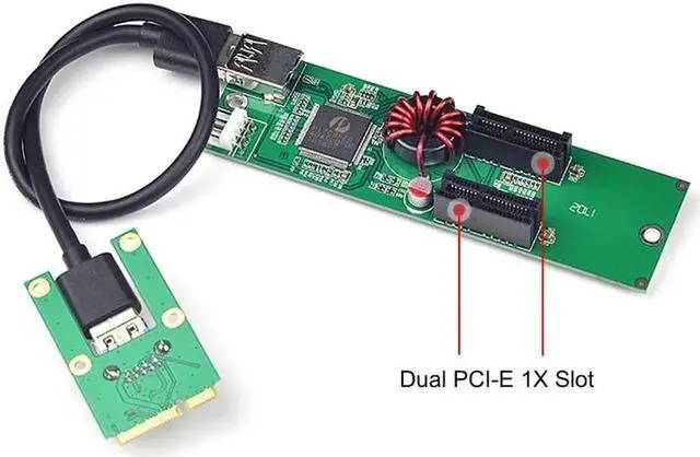 Alt view image 6 of 6 - Mini PCI E PCI Express to PCI E X1 Extender Riser Card USB 3.0 to PCIE 1X Slot IDE 4Pin Power Supply for BTC Miner Mining