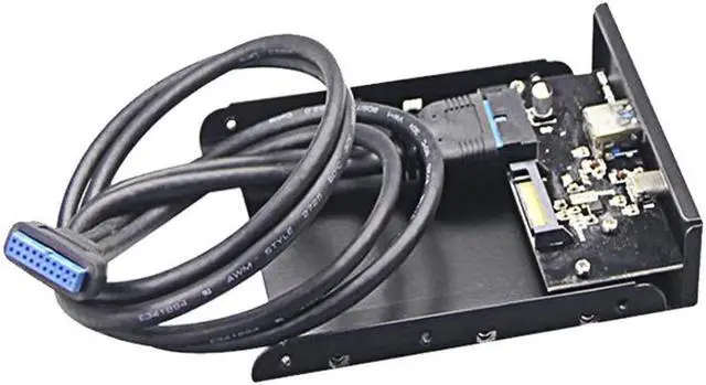 Alt view image 2 of 3 - Internal USB 3.1 Gen 1 Type C + USB 3.0 Port Hub Front Panel w/ 20 pin Extension Cable for Desktop PC Case 3.5" Floppy Bay Mount