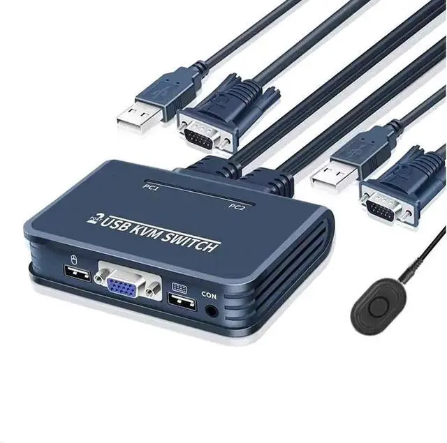 Alt view image 2 of 7 - 2 Port USB VGA KVM Switch,2 in 1 Out Dual Port VGA Monitor Selector Switcher Box for 2 PC Sharing 1 Video Monitor,USB Keyboard,USB Mouse
