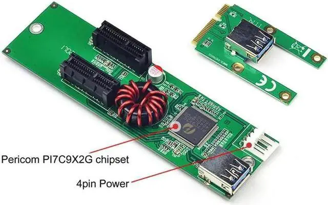 Alt view image 4 of 6 - Mini PCI E PCI Express to PCI E X1 Extender Riser Card USB 3.0 to PCIE 1X Slot IDE 4Pin Power Supply for BTC Miner Mining