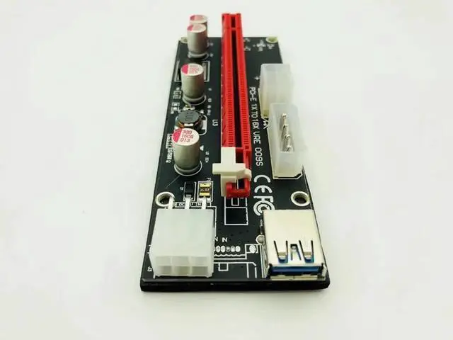 Alt view image 4 of 6 - VER009S PCI Express PCIE PCI E Riser Card 009s Molex 6Pin to SATA Power Supply USB 3.0 Cable 1X 16X Extender Adapter LED Mining
