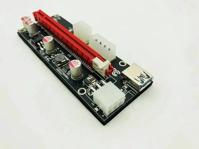 Alt view image 3 of 6 - VER009S PCI Express PCIE PCI E Riser Card 009s Molex 6Pin to SATA Power Supply USB 3.0 Cable 1X 16X Extender Adapter LED Mining