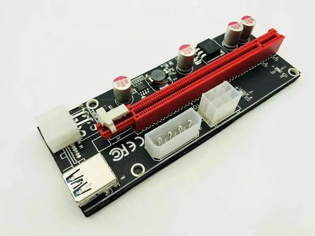 Alt view image 2 of 6 - VER009S PCI Express PCIE PCI E Riser Card 009s Molex 6Pin to SATA Power Supply USB 3.0 Cable 1X 16X Extender Adapter LED Mining