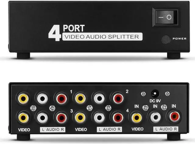 Alt view image 4 of 6 - AV Splitter DVD HDTV RCA Video Splitter Box 1 to 8 out 3RCA Distributor 1 in 4 RCA Audio Video AV Adapter not Switch