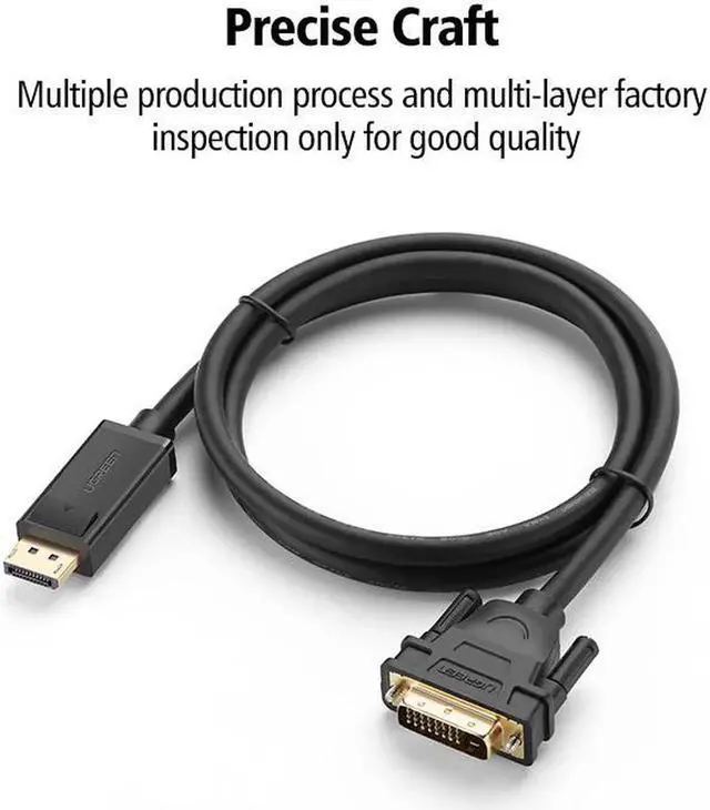 Alt view image 4 of 6 - 1080P Displayport DP to DVI Cable Adapter DP Male to DVI-D 24+1 Male to Adapter for Projector TV Monitor PC Laptop