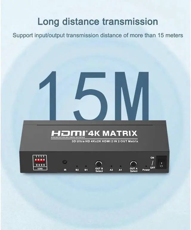 Alt view image 3 of 7 - 4K*2K@60Hz 2x2 HDMI Matrix Switcher 4K HDMI Video Switch SPDIF Stereo Audio Extractor Adapter 3D Switcher 2 in 2 Out HDMI Splitter for PS4/PS3 TV Box