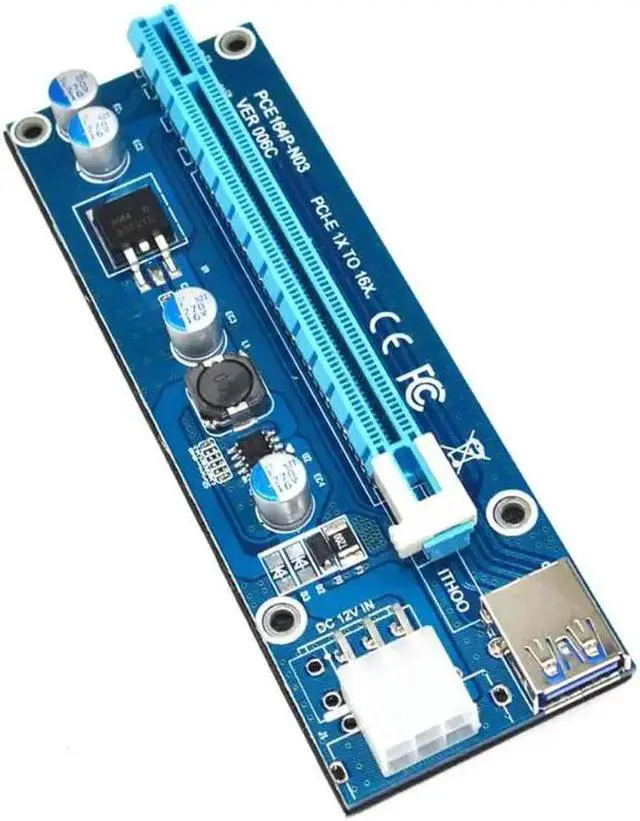 Alt view image 4 of 6 - 30cm USB 3.0 PCI-E Riser Card PCI Express 1X Extender Adapter SATA 15Pin to 6Pin Power Supply Cable for BTC Mining
