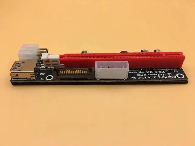 Alt view image 3 of 6 - 3 in 1 60CM PCI Express PCI-E 1X to 16X Riser Card Extender PCIE Adapter USB3.0 Cable SATA 4Pin 6Pin Power Supply for BTC Mining