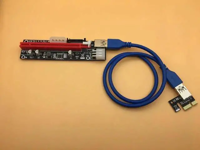 Alt view image 5 of 6 - 3 in 1 60CM PCI Express PCI-E 1X to 16X Riser Card Extender PCIE Adapter USB3.0 Cable SATA 4Pin 6Pin Power Supply for BTC Mining