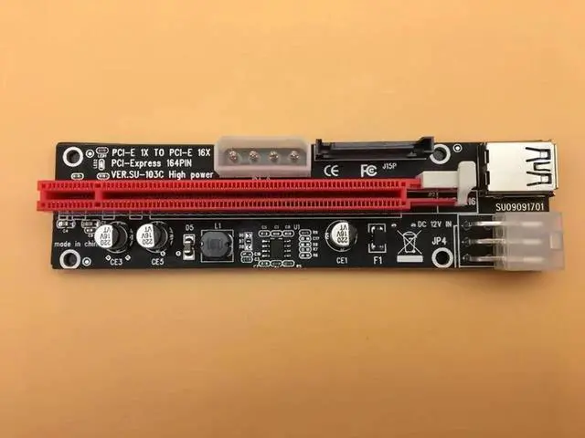 Alt view image 6 of 6 - 3 in 1 60CM PCI Express PCI-E 1X to 16X Riser Card Extender PCIE Adapter USB3.0 Cable SATA 4Pin 6Pin Power Supply for BTC Mining