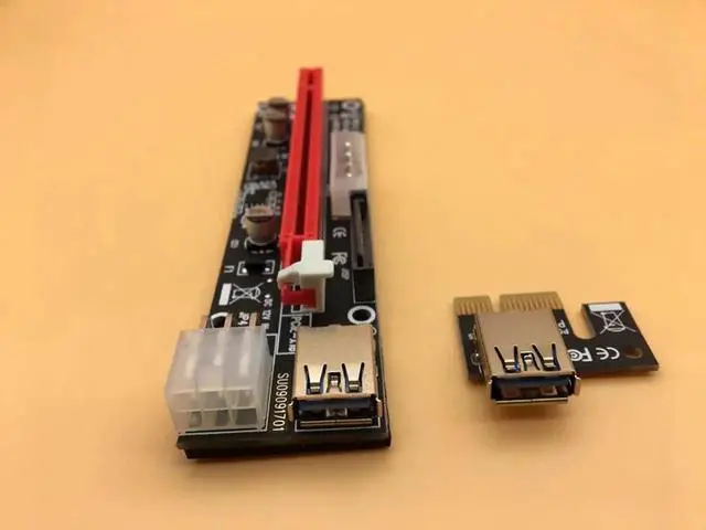 Alt view image 4 of 6 - 3 in 1 60CM PCI Express PCI-E 1X to 16X Riser Card Extender PCIE Adapter USB3.0 Cable SATA 4Pin 6Pin Power Supply for BTC Mining