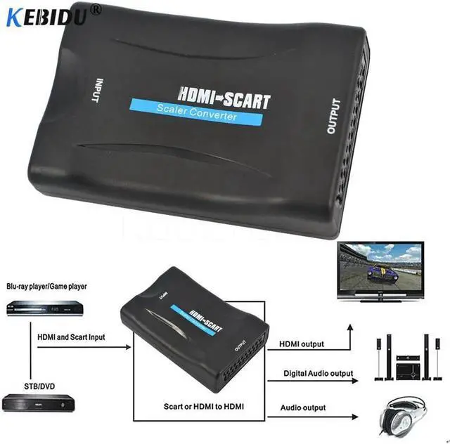 Alt view image 3 of 5 - est HDMI To Scart Converter AV Splitter signal adapter HD Receiver Scaler Box for TV Support HDMI 1080p