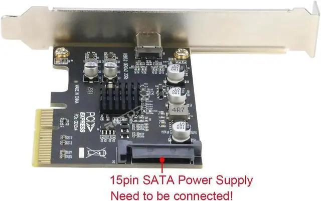 Alt view image 7 of 7 - 20Gbps PCIe USB C Card - USB 3.2 Gen 2x2 (20Gbps) USB-C SuperSpeed PCI Express 3.0 x4 Host Controller Card - USB Type-C PCIe Add-On Adapter Card - Expansion Card, For Windows & Linux