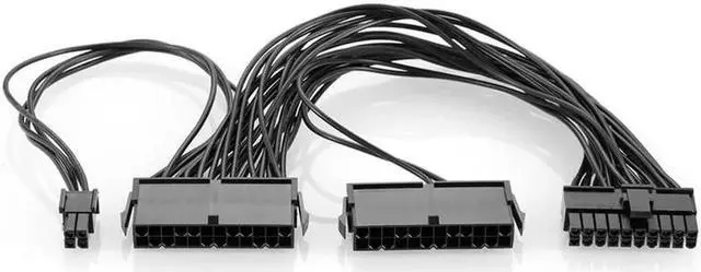 Alt view image 3 of 6 - ATX Mining 30cm 24 Pin Dual PSU Power Supply Extension Cable for Computer Adaptor Cable Connector for Miner Mining 24Pin 20+4pin