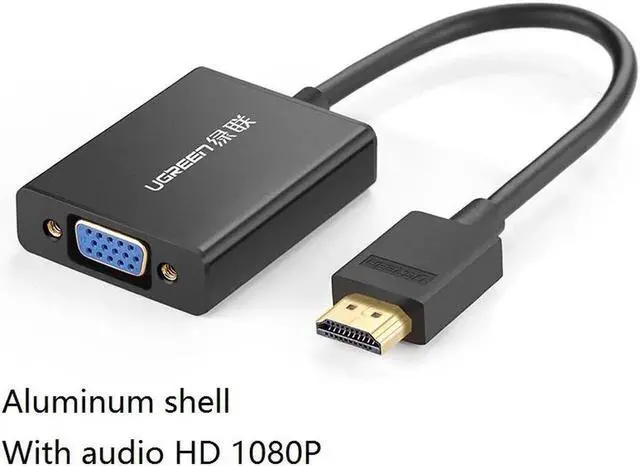 Alt view image 2 of 3 - HDMI to vga with audio hd video converter adapter cable tv computer projector adapter