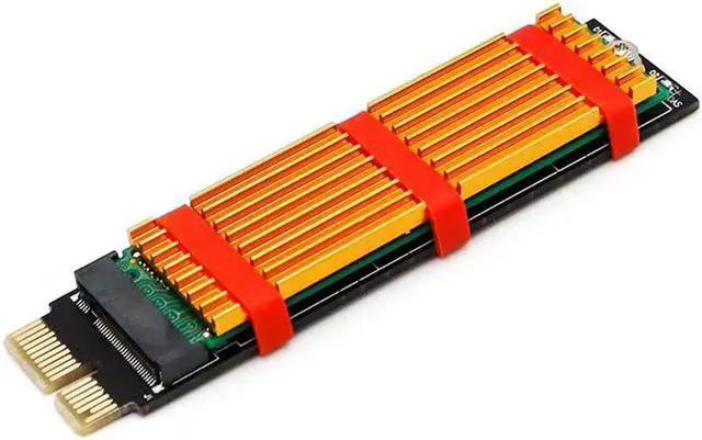 Alt view image 3 of 6 - PCIE to M2 Adapter Raiser PCI Express PCI E X1 to M.2 NVMe M Key Riser Aluminum Heatsink Supports 2230 2242 2260 2280 SSD M2