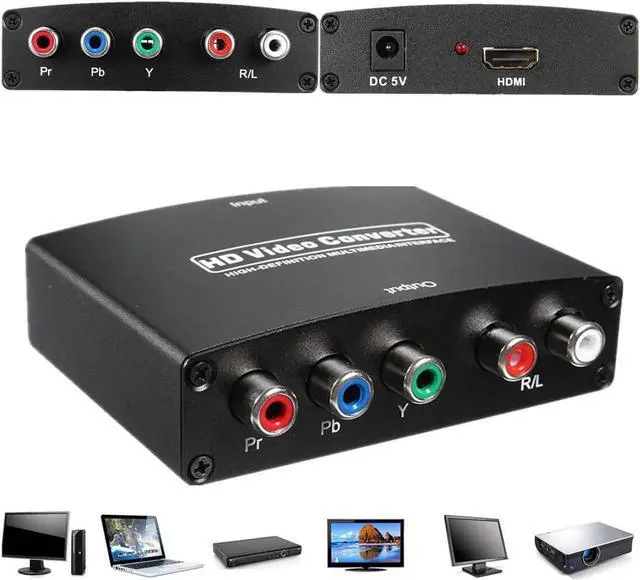 Alt view image 6 of 6 - 1080P HDMI to RGB Component 5 RCA YPbPr Video + R/L Audio Converter Adapter TV PC