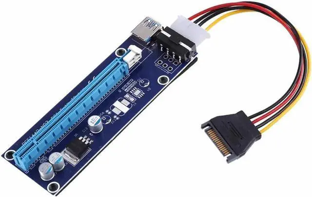 Alt view image 6 of 6 - PCI-E 1x To 16x Extender Adapter 4PIN Port Riser Card With 60cm USB3.0 & SATA 15pin-4pin Power Cable For BTC Miner LTC