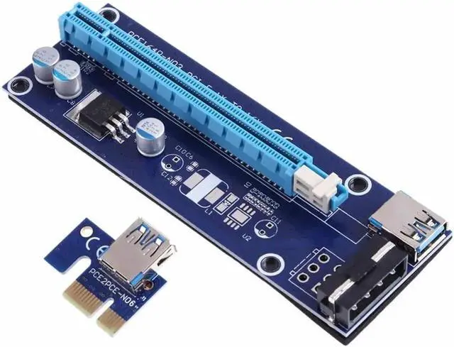 Alt view image 5 of 6 - PCI-E 1x To 16x Extender Adapter 4PIN Port Riser Card With 60cm USB3.0 & SATA 15pin-4pin Power Cable For BTC Miner LTC