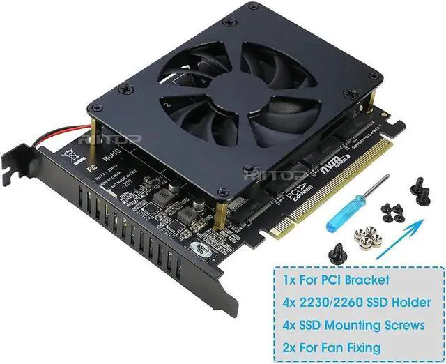 Alt view image 5 of 7 - Quad M.2 NVME SSD to PCI-E 4.0 X16 Adapter Card, High Speed 4x32Gbps Soft Raid Card with Individual LED Indicator Support 2230 2242 2260 2280 M Key M.2 NVME SSD ((PCI-e Bifurcation Required))
