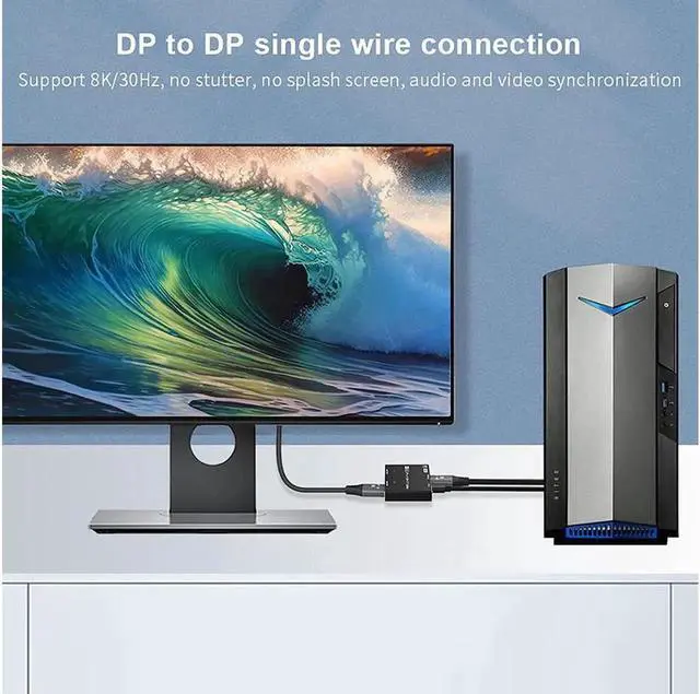 Alt view image 7 of 7 - 8K DisplayPort 1.4 MST Hub Splitter, 1 in 2 Out Displayport DP to DP+HDMI Video Converter with MST Function, Support Extend and Mirror Mode, (Windows PC only)