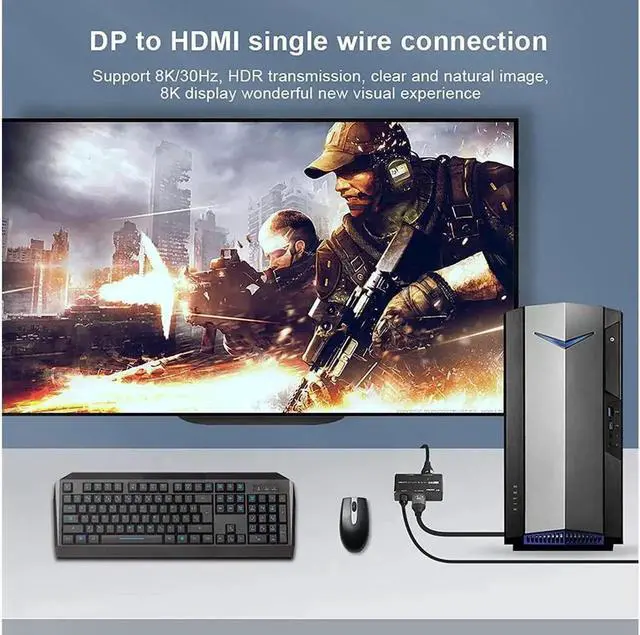 Alt view image 4 of 7 - 8K DisplayPort 1.4 MST Hub Splitter, 1 in 2 Out Displayport DP to DP+HDMI Video Converter with MST Function, Support Extend and Mirror Mode, (Windows PC only)