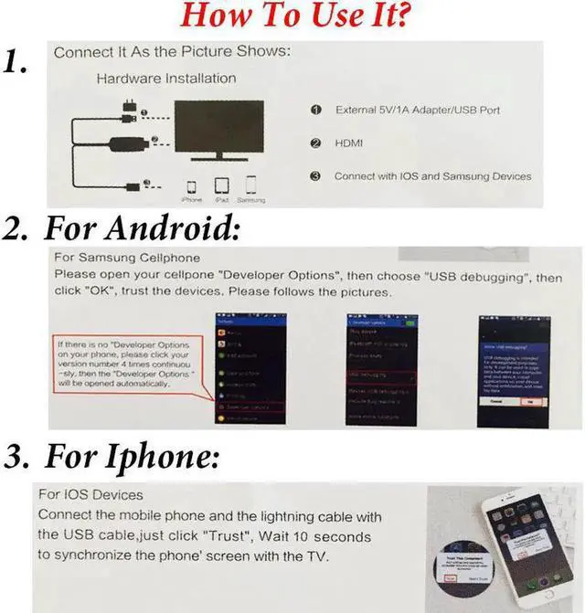 Alt view image 5 of 6 - HDMI Cable For Samsung Galaxy S8 / Iphone 7 7 Plus Note 7 Huawei Micro USB To HDMI Cable MHL Adapter HDTV TV Connector