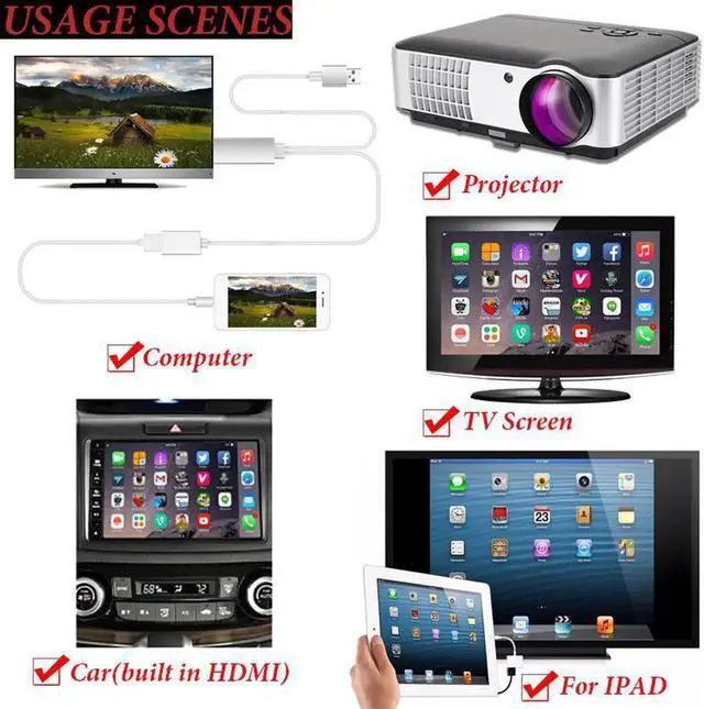 Alt view image 4 of 6 - HDMI Cable For Samsung Galaxy S8 / Iphone 7 7 Plus Note 7 Huawei Micro USB To HDMI Cable MHL Adapter HDTV TV Connector