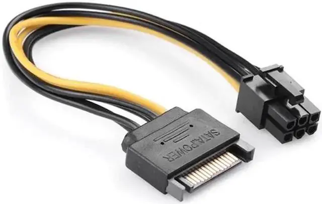 Alt view image 2 of 4 - 10pcs/lot SATA 15 Pin Male M to PCI-e pcie pci-Express pci express Card 6 Pin Female Graphics Video Card Power Cable 15cm