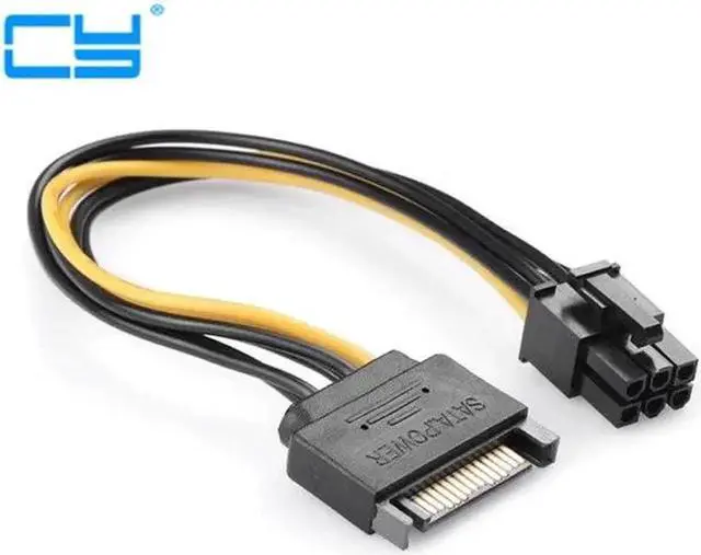 Alt view image 3 of 4 - 10pcs/lot SATA 15 Pin Male M to PCI-e pcie pci-Express pci express Card 6 Pin Female Graphics Video Card Power Cable 15cm