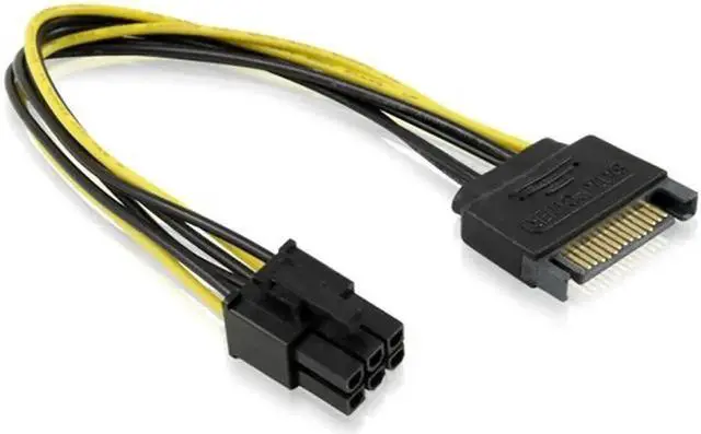 Alt view image 4 of 4 - 10pcs/lot SATA 15 Pin Male M to PCI-e pcie pci-Express pci express Card 6 Pin Female Graphics Video Card Power Cable 15cm