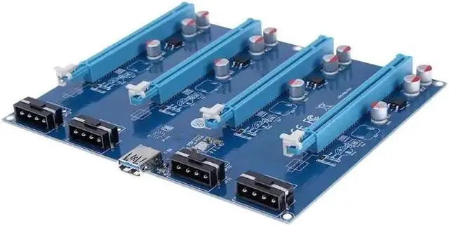Alt view image 5 of 6 - PCI-E PCIE PCI Express 1x To 16x 4 Slots 4pin Riser Video Adapter Extender Multiplier Cards With USB Cable For BTC Mining