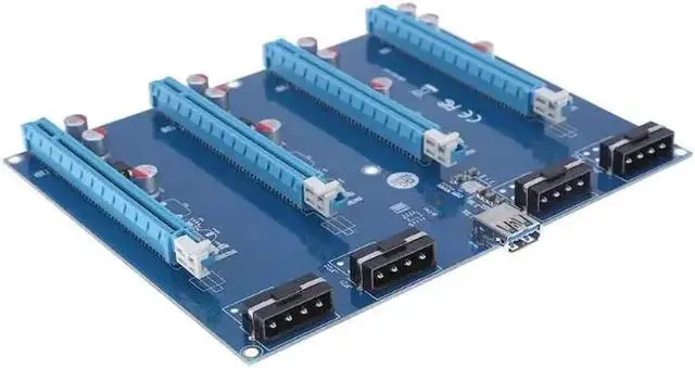 Alt view image 2 of 6 - PCI-E PCIE PCI Express 1x To 16x 4 Slots 4pin Riser Video Adapter Extender Multiplier Cards With USB Cable For BTC Mining