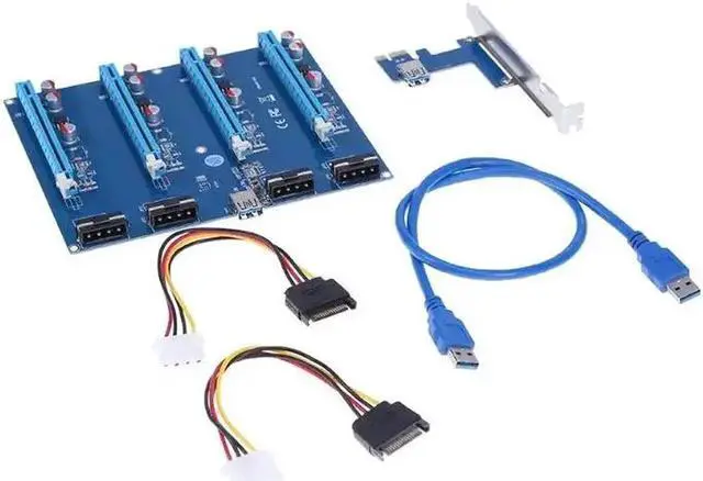 Main image of PCI-E PCIE PCI Express 1x To 16x 4 Slots 4pin Riser Video Adapter Extender Multiplier Cards With USB Cable For BTC Mining
