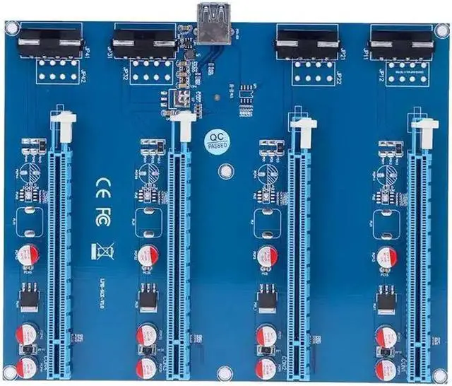 Alt view image 3 of 6 - PCI-E PCIE PCI Express 1x To 16x 4 Slots 4pin Riser Video Adapter Extender Multiplier Cards With USB Cable For BTC Mining