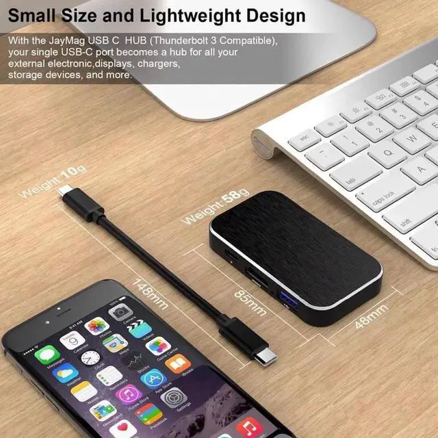 Alt view image 3 of 6 - 5-in-1 USB-C to HDMI 2.0 4K Hub adapter Thunderbolt 3 Type-C to HDMI 4K Hub for Macbook pro Dell XPS 13 NS Switch Galaxy S8