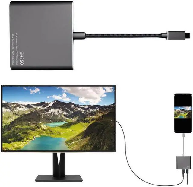 Alt view image 6 of 6 - HDMI Type-C TV Adapter Converter Base For Nintendo SH350 Switch CH Type C to HDMI/Type C/USB 3.0