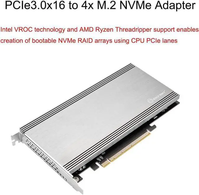 Alt view image 4 of 6 - Aomoproing 4 Ports M.2 NVMe to Pcie 3.0 X16 riser controller Adapter Card Only Support Bifurcation Motherboards